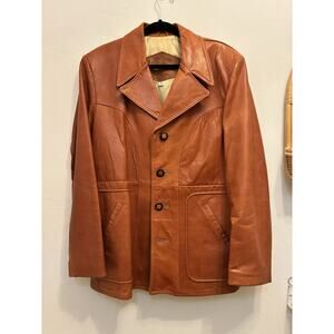 Vintage 1970s Leather Jacket Blazer Size 44 Gary Gordon Boston Western Style